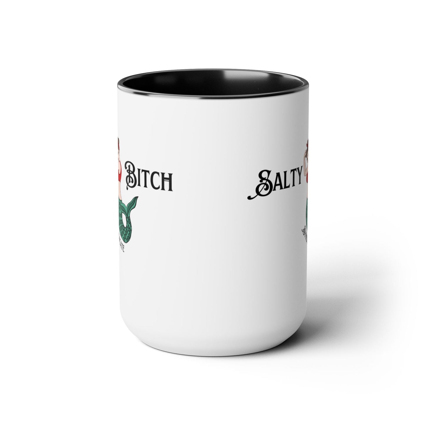 Horizontal Salty Bitch Logo Two-Tone Coffee Mug, 15oz