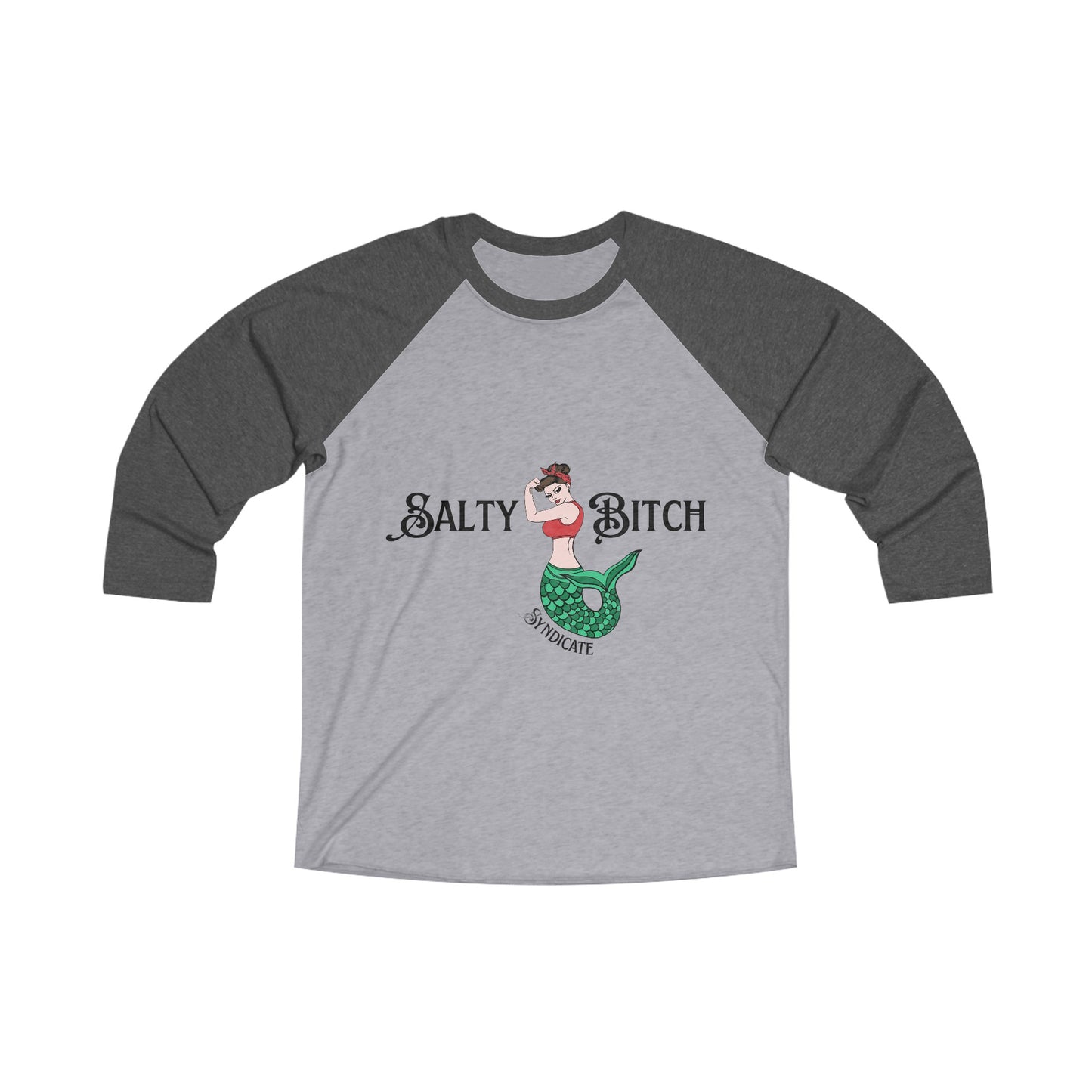 Classic Salty Bitch Syndicate Logo Baseball Raglan Tee - Loose Fit Long Sleeve Unisex Tee for Any Field