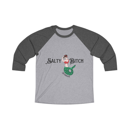 Classic Salty Bitch Syndicate Logo Baseball Raglan Tee - Loose Fit Long Sleeve Unisex Tee for Any Field