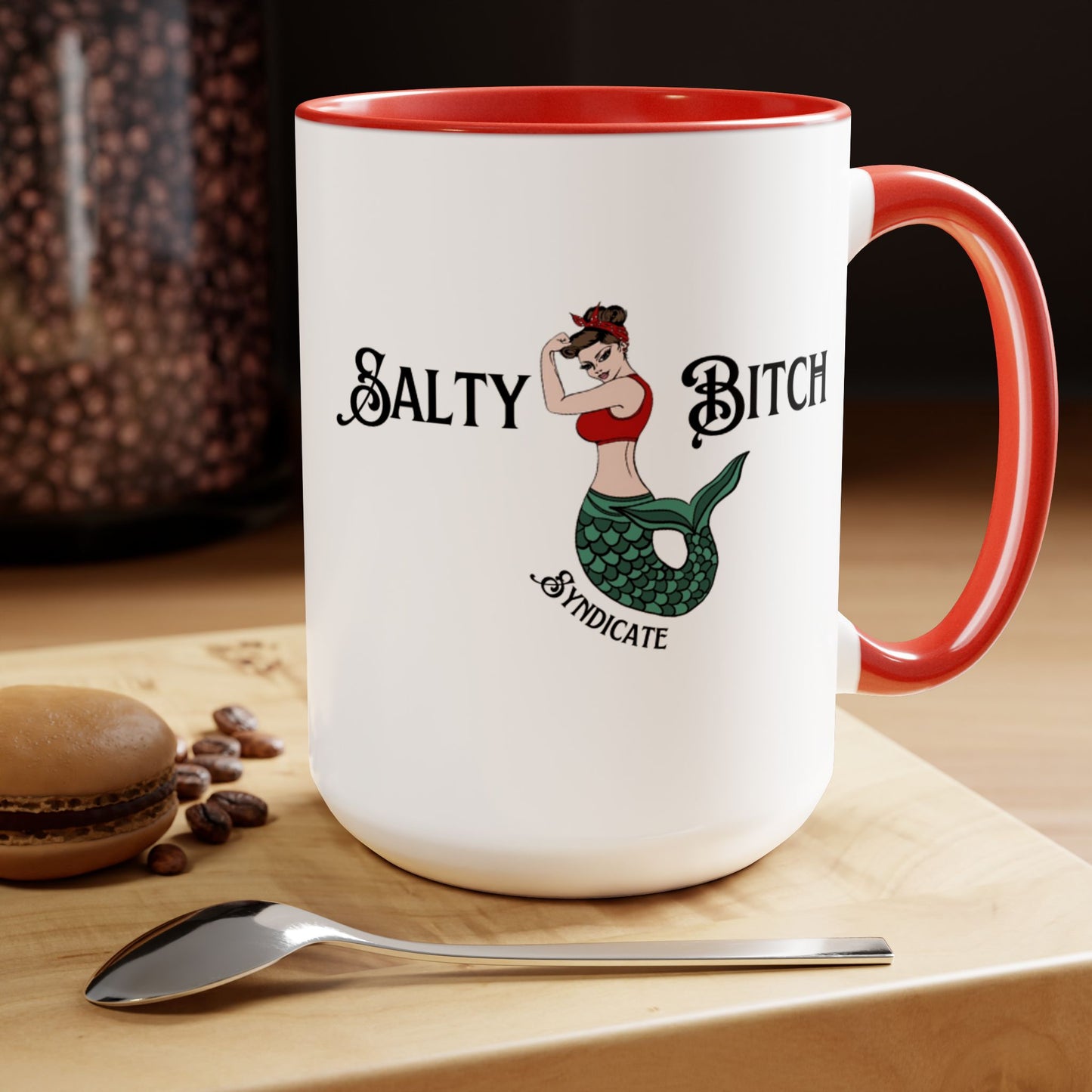 Horizontal Salty Bitch Logo Two-Tone Coffee Mug, 15oz