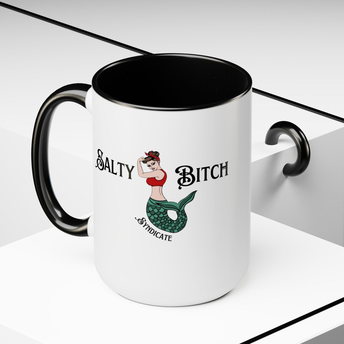 Horizontal Salty Bitch Logo Two-Tone Coffee Mug, 15oz