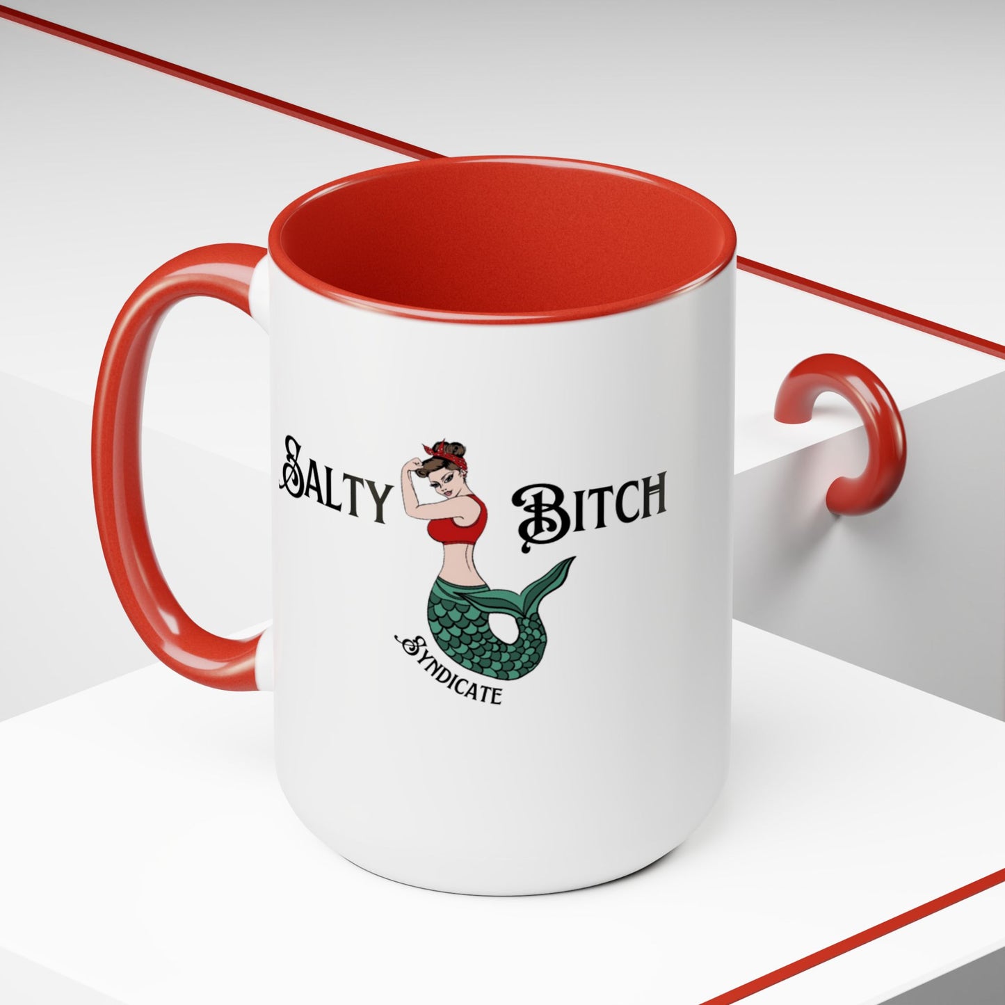 Horizontal Salty Bitch Logo Two-Tone Coffee Mug, 15oz