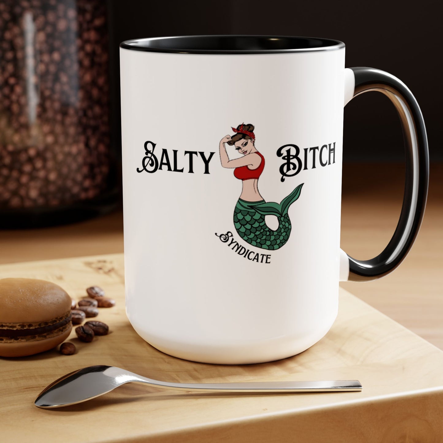 Horizontal Salty Bitch Logo Two-Tone Coffee Mug, 15oz