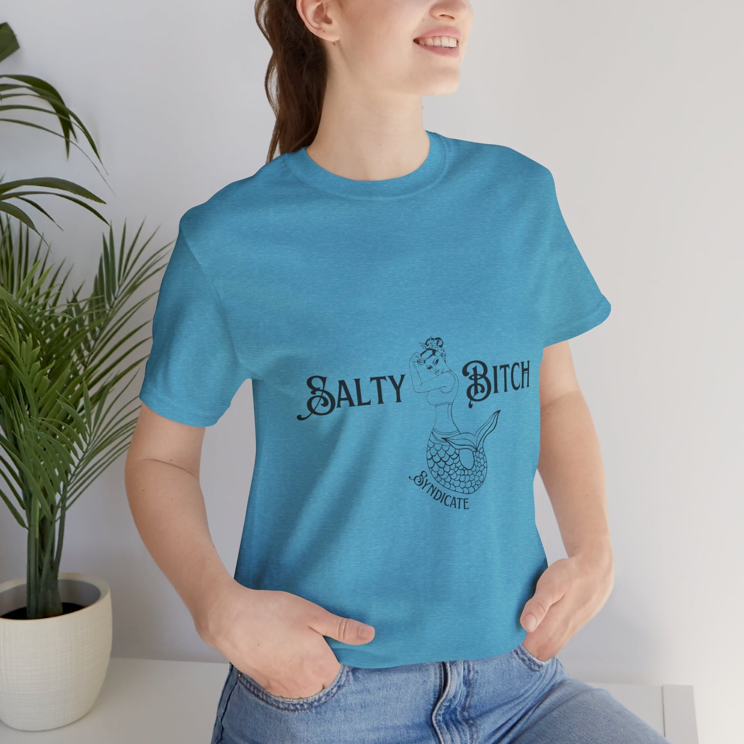 Unisex Jersey Short Sleeve Tee w/ Black horizontal Salty Bitch logo