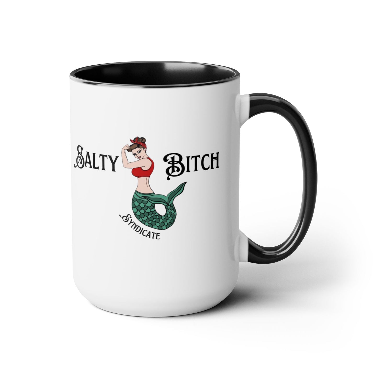 Horizontal Salty Bitch Logo Two-Tone Coffee Mug, 15oz